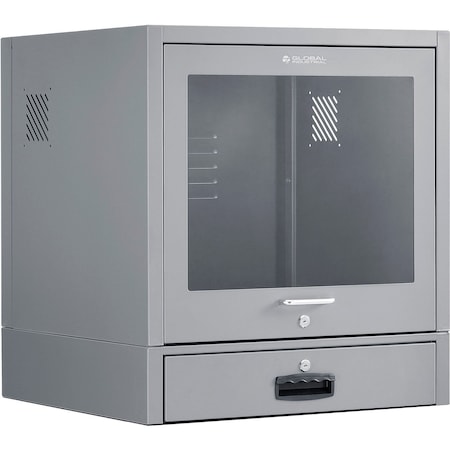 Global Industrial Countertop CRT Computer Cabinet, Dark Gray 607294DG